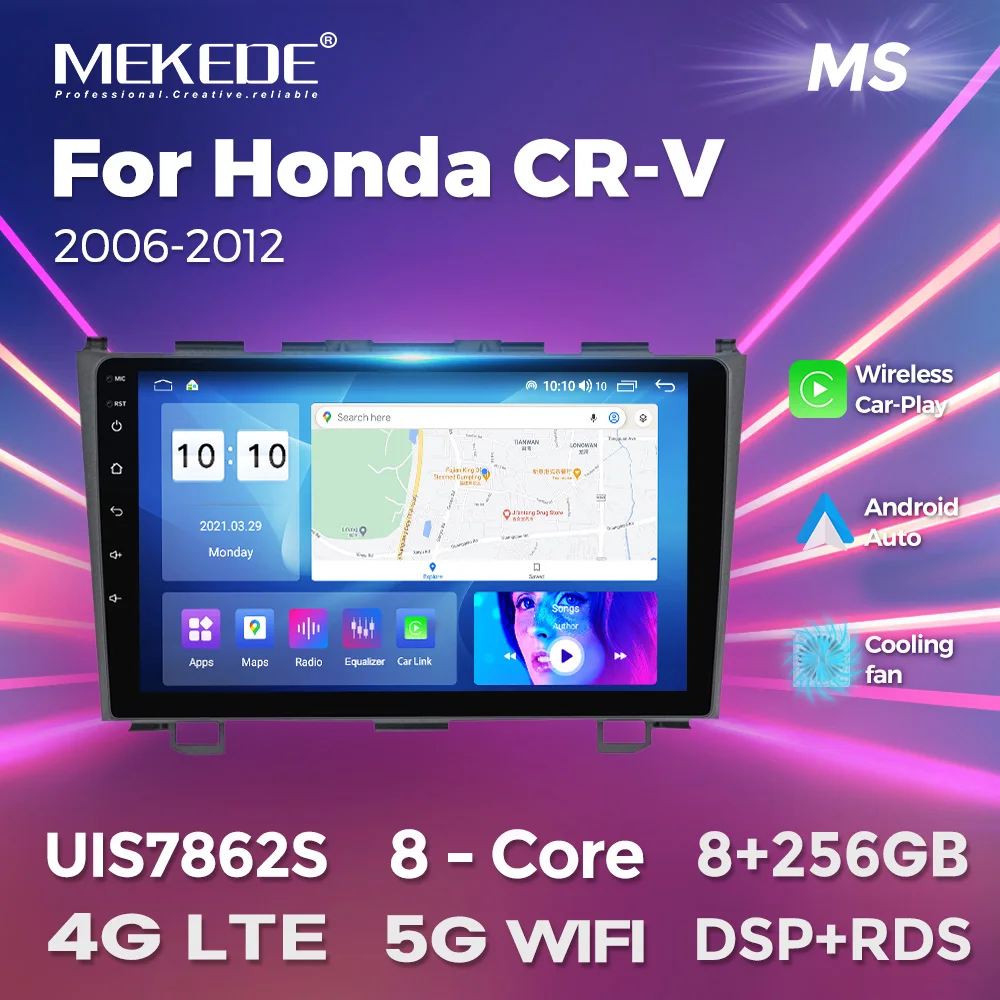 MEKEDE Autoradio für Honda CR-V 3 RE CRV 2006–2012, Multimedia-Video-Player, 2 Din-Navigation, GPS, kabelloses Carplay + Auto-Stereo-DVD