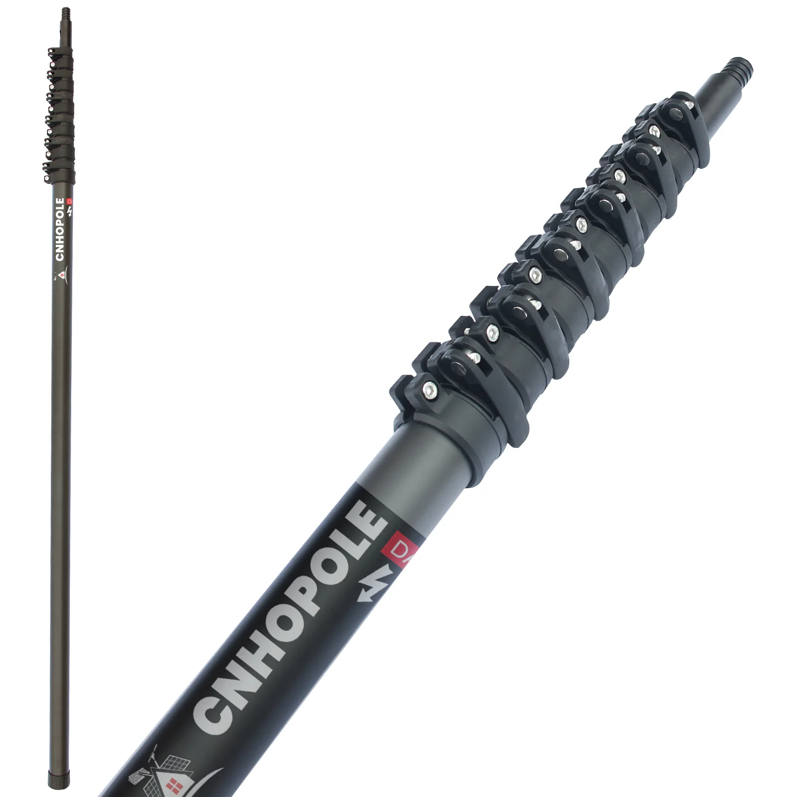 30/36/42ft Teleskopstange aus Kohlefaser für Fensterreinigung mit hoher Reichweite, langer ausziehbarer Stützgriff 10/12m Image