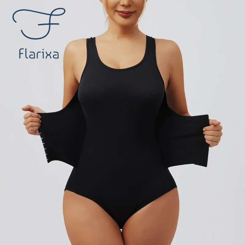 Flarixa Breasted Bodysuit Tank Tops Frauen Abnehmen Shapewear Korsett Reduzierung Body Shaper Modellierung Bauch Steuer Höschen Image
