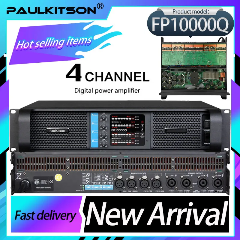 Paulkitson Fp10000q 2500W 4-Kanal Professioneller Leistungsverstärker Geeignet für Subwoofer und Line-Array-Lautsprecher 1350W 8 Ohm Image