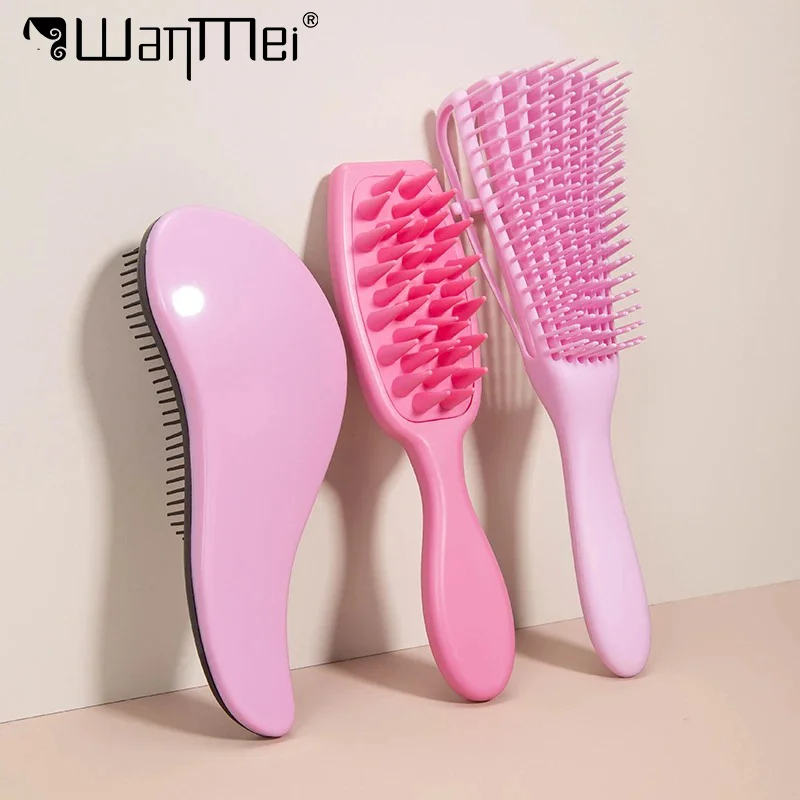 3 teile/satz Haar Pinsel Kit Magie Sanfte Kamm Silikon Kopfhaut Massage Pinsel 8-klaue Haarbürste Tragbare Haarpflege Styling werkzeuge Image