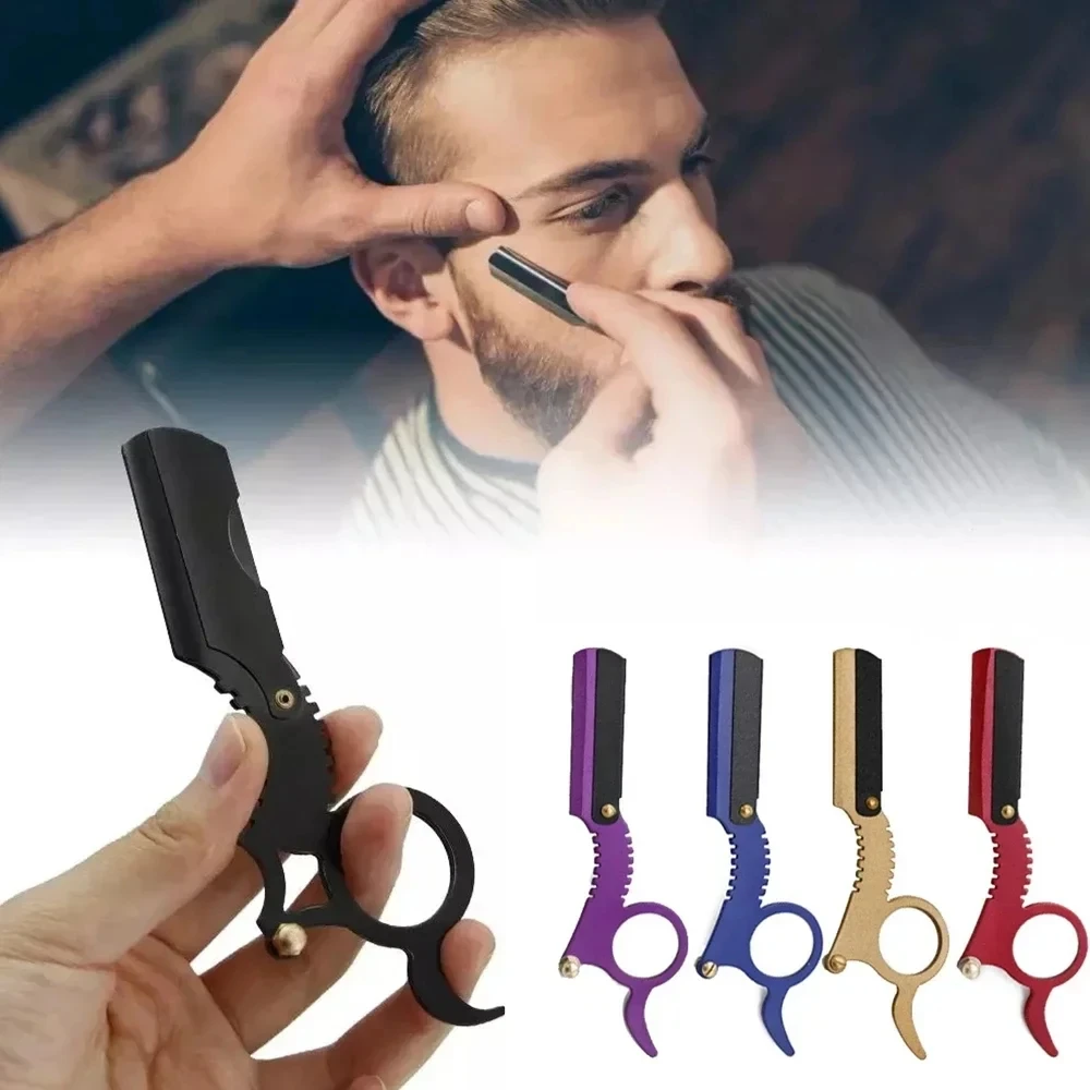 Klassischer Rasierer aus Edelstahl für Daumen, Doppelkanten-Haarschneiden, Glatze, Augenbrauenformung, Friseurständer Image