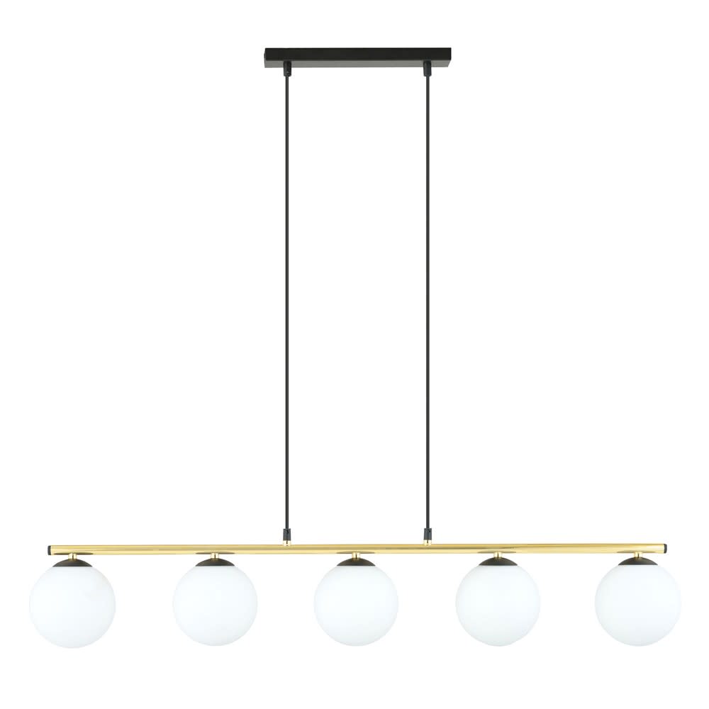 Suspension noire et dorée hauteur réglable 100cm et 5 sphères