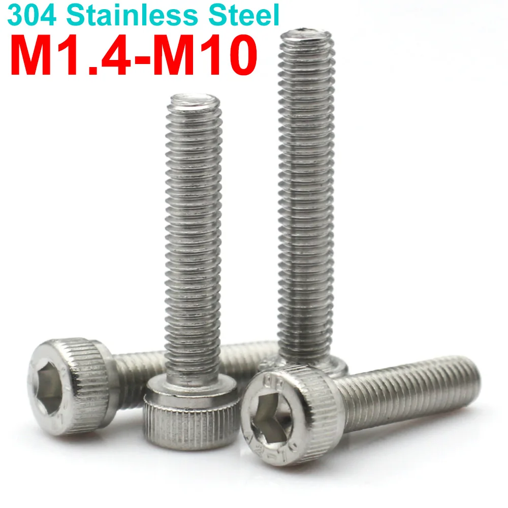 2-50 M1.4 M1.6 M2 M2.5 M3 M4 M5 M6 M8 M10 304 Viti a testa esagonale in acciaio inossidabile Viti a testa a tazza Viti a brugola cilindriche