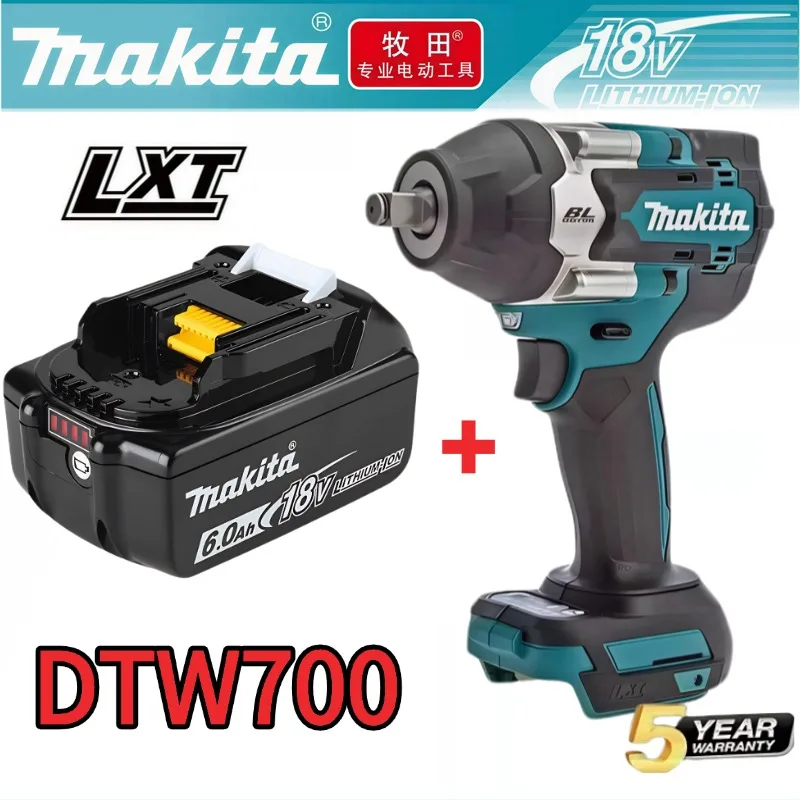 Original Makita DTW700 18 V bürstenloser Schlagschrauber, 700 Nm maximales Drehmoment, 4-Gang-Steuerung, robustes professionelles Werkzeug Image
