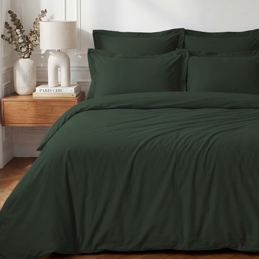 Parure housse de couette + 2 taies 50x70 cm eucalyptus 140x200 cm