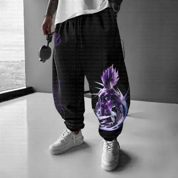 Goku Print Schwarz Baumwolle Harem Hosen Neue Herren Elastische Taille Straße Casual Hosen Lose Fit Low Rise Männliche Mode Hosen Image