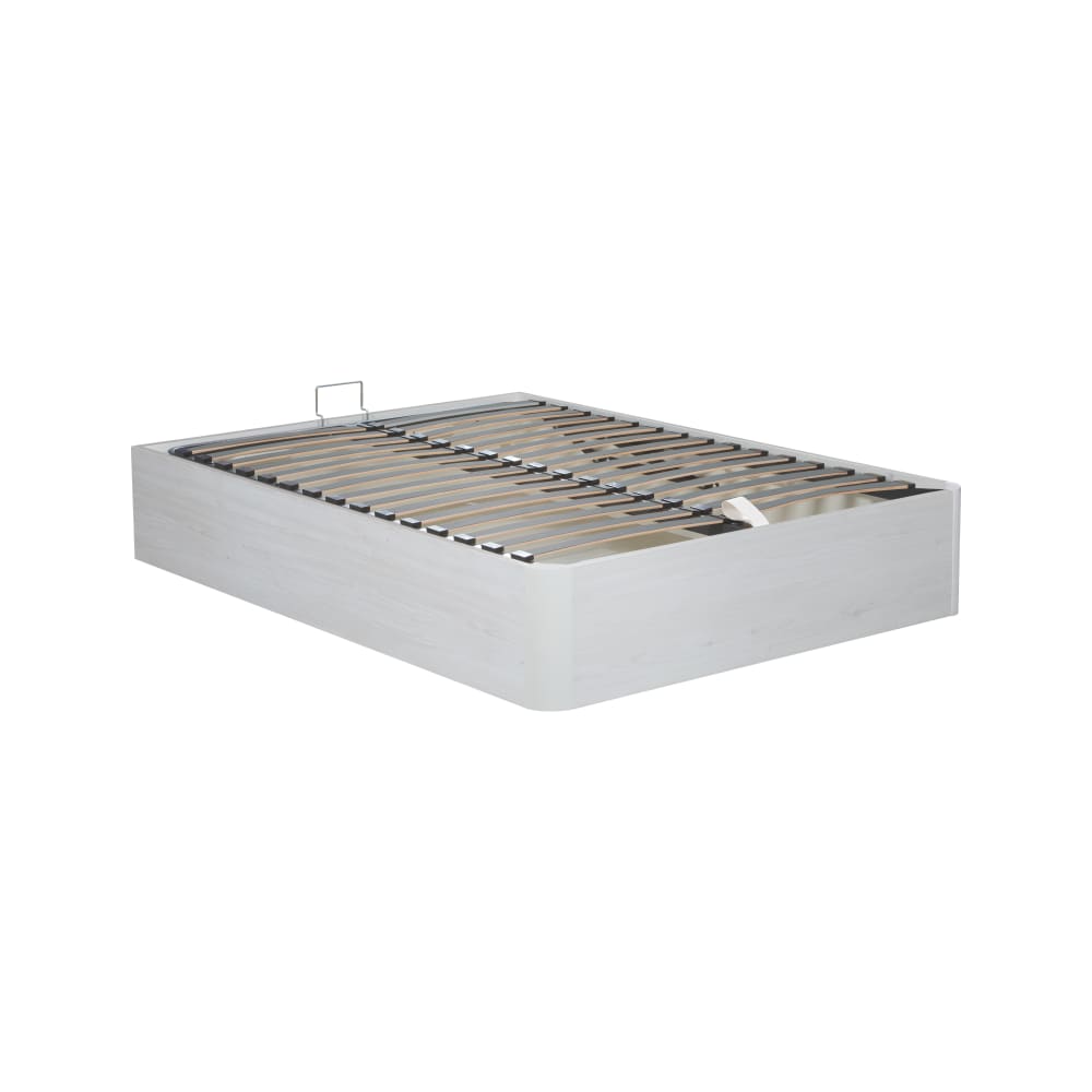 Sommier coffre H33 cm effet bois blanc 160 x 200 cm