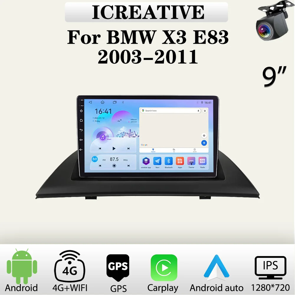 Autoradio für BMW X3 E83 2013-2017 Wireless Carplay Multimedia-Player 2din Stereo Auto audio Android Head Unit 9 ''Navigation GPS Image