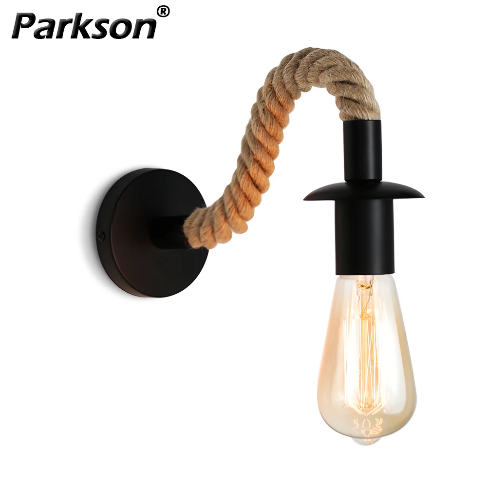 Vintage Hanfseil Wandleuchte E27 Retro Wandleuchte Licht für Badezimmer Wohnzimmer Korridor Flur Nachttisch Dekor Innenbeleuchtung