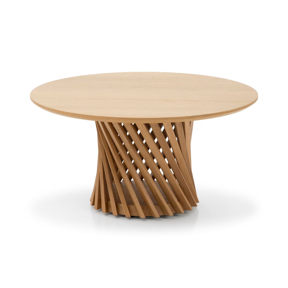 Table basse ronde en chêne massif Ø80 cm, finition mat