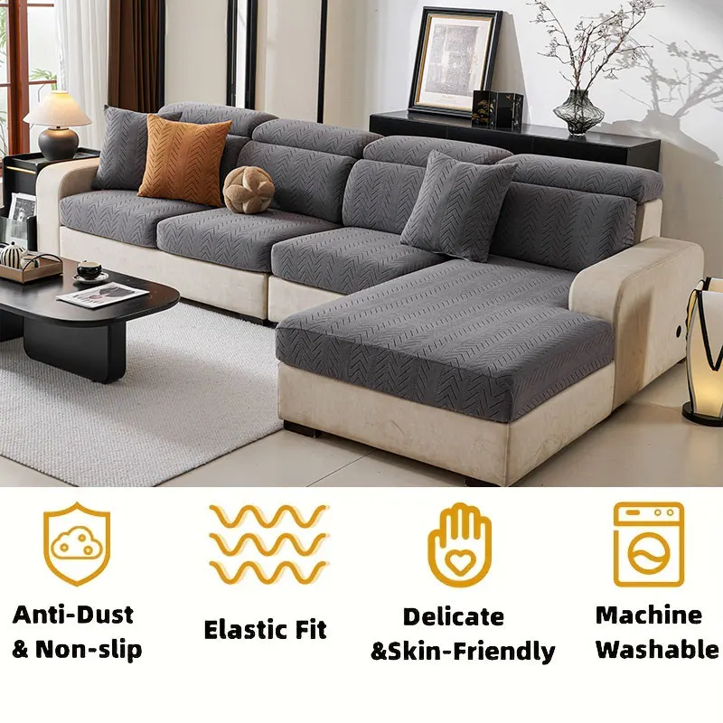 1PC-Fishbone Muster Vier Jahreszeiten Universal Sofa Abdeckung Elastische Einfache Hautfreundliche Atmungsaktive All-inclusive Universal Sofa Matte Image
