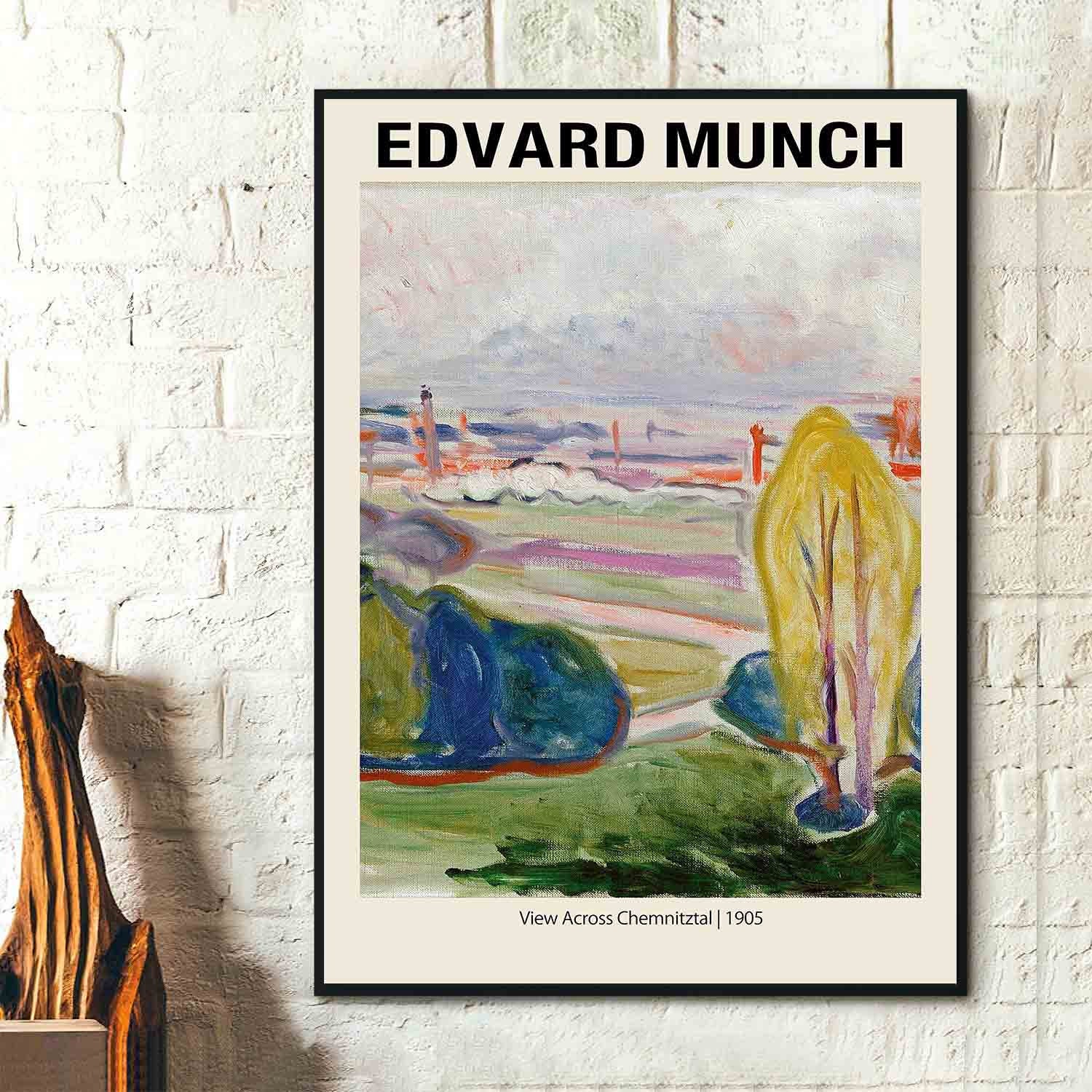 Stampa artistica di Edvard Munch - Vista attraverso Chemnitztal 1905 - Poster di Edvard Munch, Arte della parete di Edvard Munch, Stampa della mostra