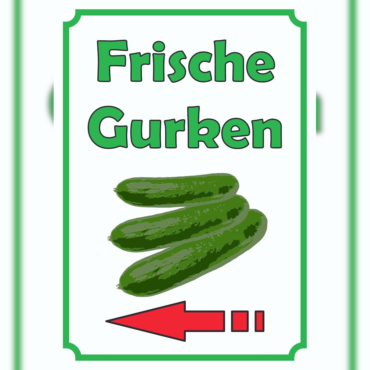 HB-Druck Frische Gurken Schild Hochkant mit Pfeil links A6 Rückseite selbstklebend Image