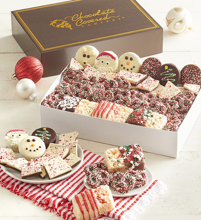 Holiday Belgian Chocolate Treat Sampler, Family Item Food Gourmet Candy Confections Chocolate, Gifts by Simply Chocolate