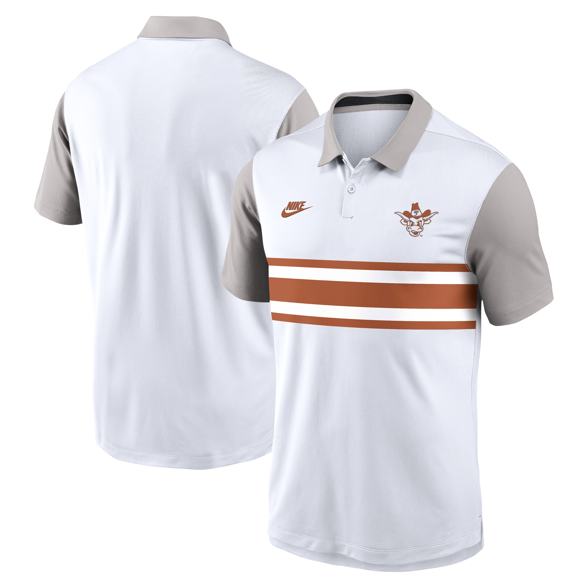 Nike Texas Longhorns Athletic Prep Legacy Logo Vapor Dri-FIT Poloshirt für Herren, Weiß/Grau Image