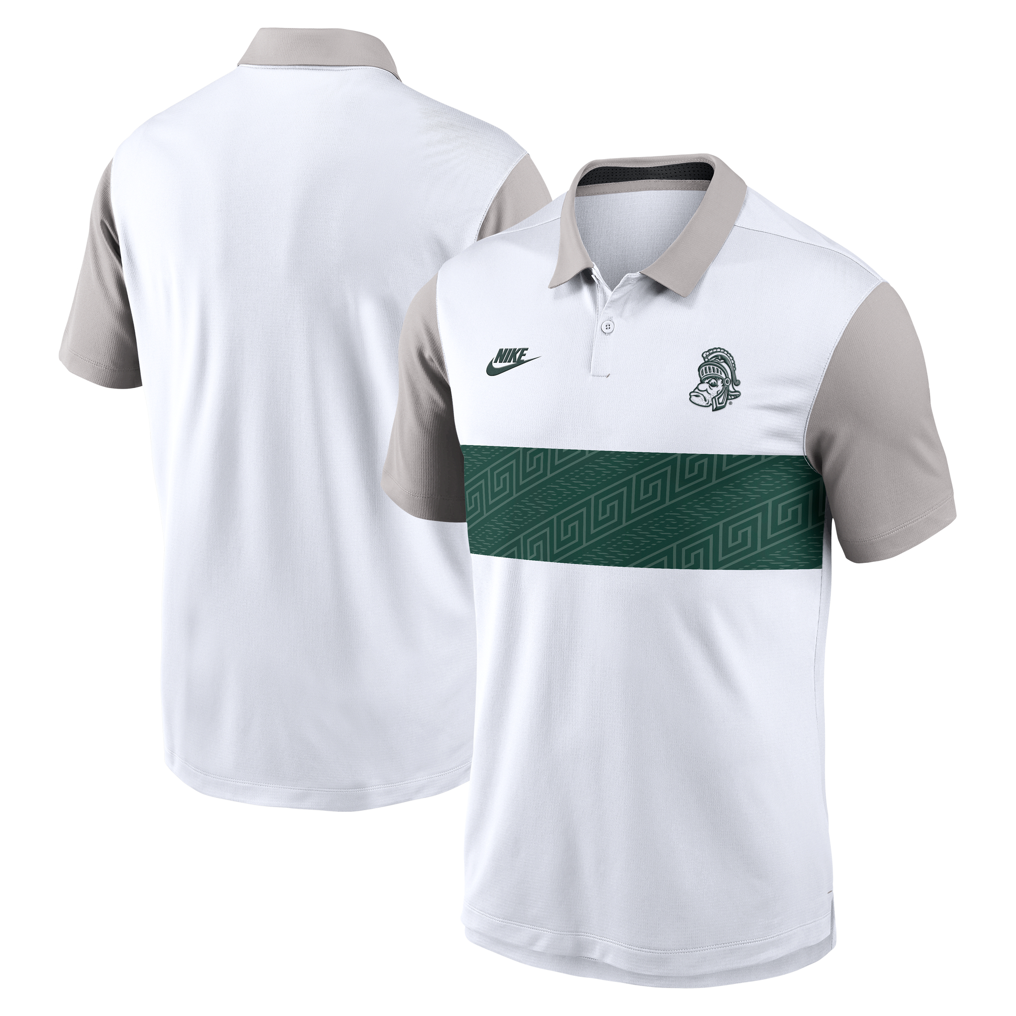 Nike Michigan State Spartans Athletic Prep Legacy Logo Vapor Dri-FIT Poloshirt für Herren, Weiß/Grau Image