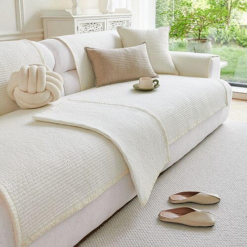 Sofakissenbezug im nordischen Stil, Ganzjahres-Schonbezug aus Baumwollstoff, modernes minimalistisches Anti-Rutsch-Sofapolster, Sofaschutz für das Wohnzimmer Image
