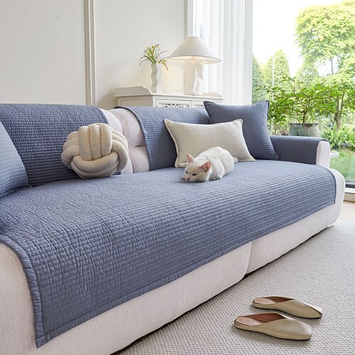 Sofakissenbezug im nordischen Stil, Ganzjahres-Schonbezug aus Baumwollstoff, modernes minimalistisches Anti-Rutsch-Sofapolster, Sofaschutz für das Wohnzimmer Image