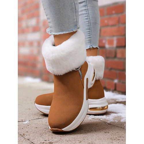 Grüne Winterstiefel für Damen mit Plüschfutter, lässige und bequeme Plateaustiefel für Feiertagspartys, Weihnachtsfeiern und gemütliches Tragen im Haus Image