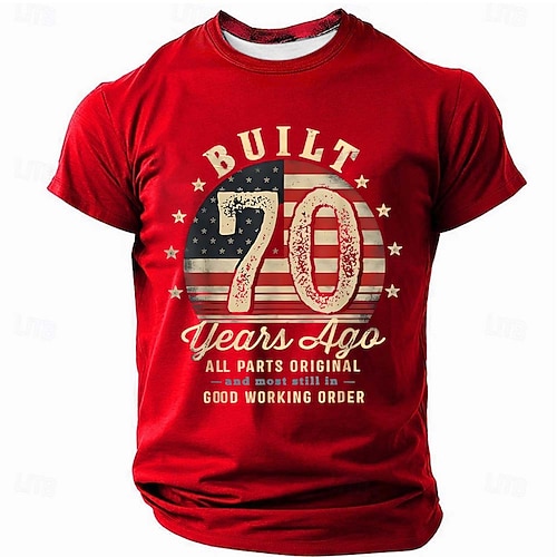US Amerika 250 Jahre Jubiläum Lustiges 70. Geburtstag T-Shirt Gebaut vor 70 Jahren Vintage USA-Flagge Design Geschenk für Männer Alle Teile Original Humor Tee Kleidung Apparel S M L XL XXL XXXL Image