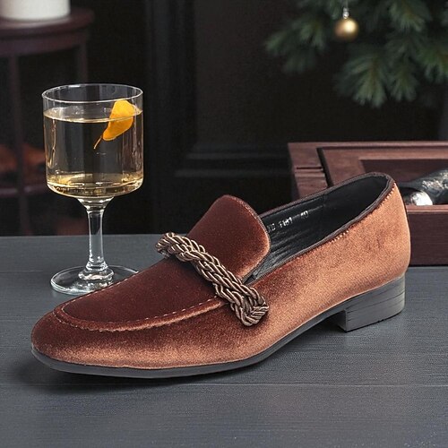 Blaugrüne Samt-Loafer für Herren mit Seildetail – eleganter Weihnachtsstil, perfekt für Feiertagspartys und festliche Anlässe Image