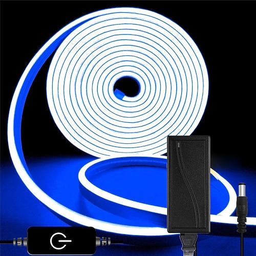 LED-Neon-Lichterketten, 10,9 m, warmweiß, dimmbare LED-Lichtstreifen, DIY, flexibles Silikon, wasserdichte Neon-Lichtstreifen für Schlafzimmer, Wohnzimmer, Küche, drinnen und draußen, DC 24 V (Netzteil im Lieferumfang enthalten) Image