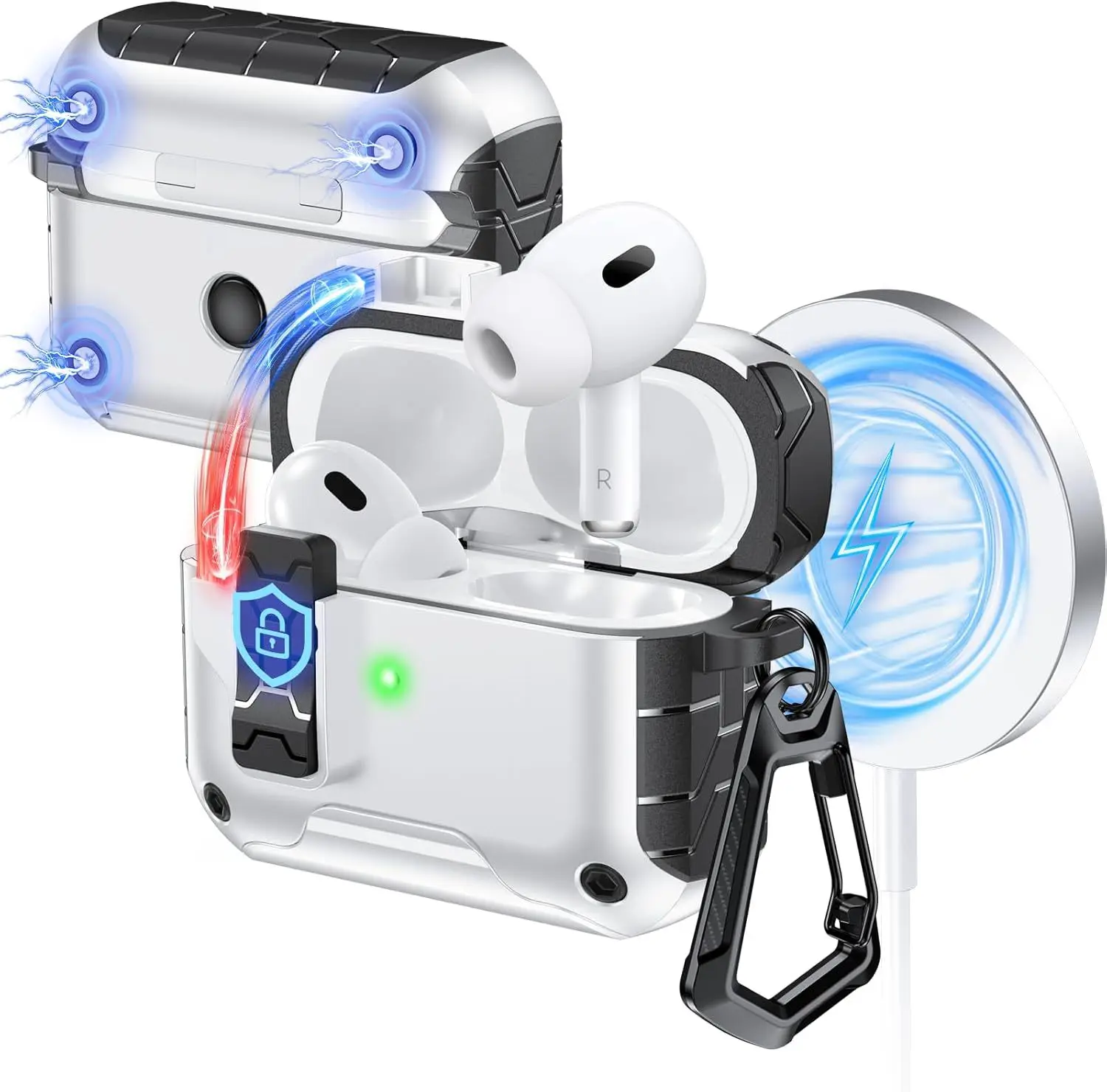 (2025 Neu) für AirPods Pro 3 Schutzhülle Secure Lock Case Cover mit Schlüsselanhänger für Airpods Pro 3. Generation Image