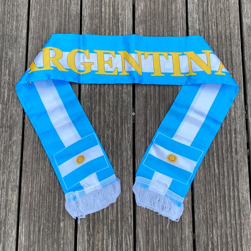 Xvggdg 14x130cm Nationalen Team Fußball Fans Schal Argentinien Quaste Fahnen Schal Party Gedenk Souvenir Image