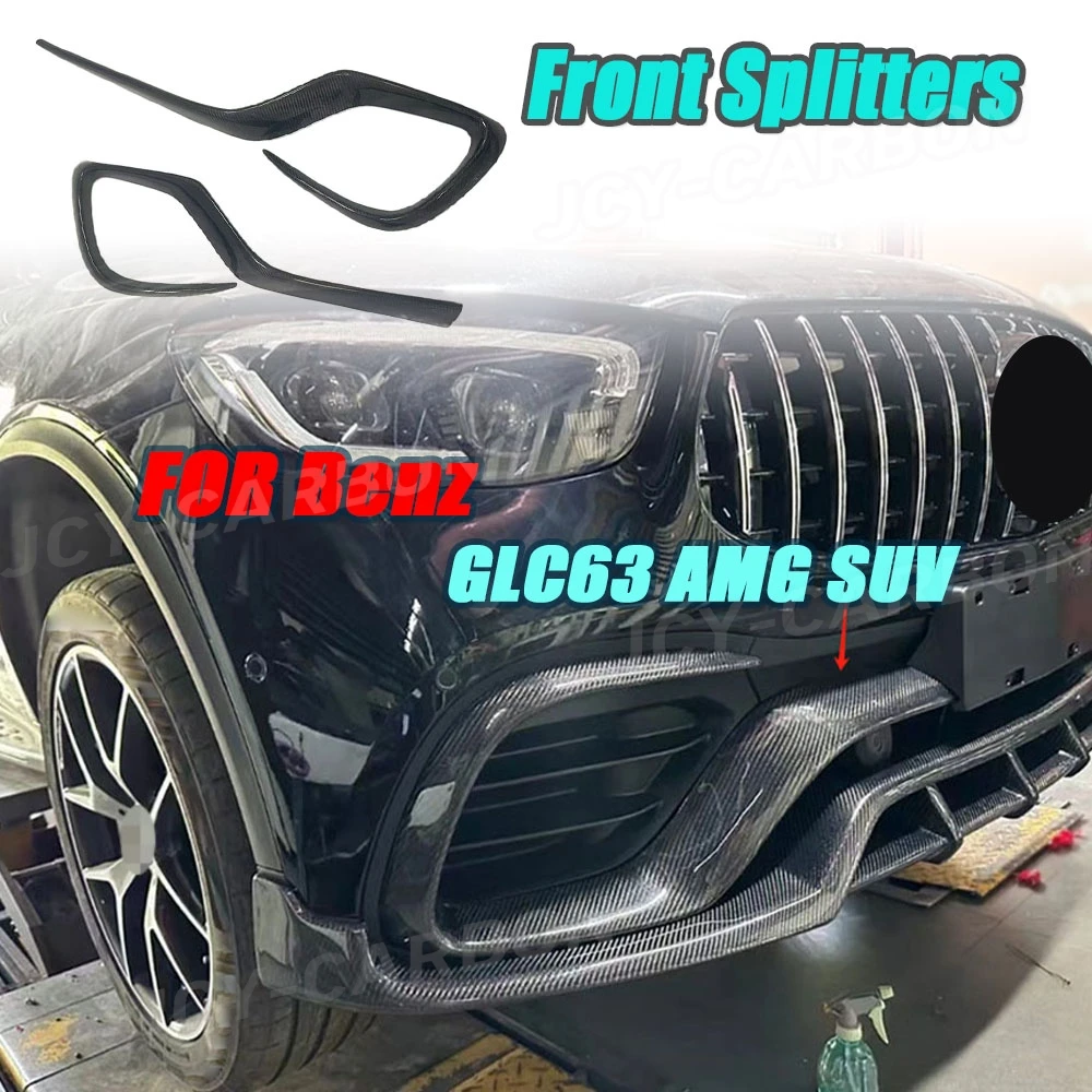 JCYECF Dry Carbon Fiber Für Benz GLC63 AMG SUV 2020 2021 2022 Auto Frontschürze Spoiler Air Vent Splitter Auto außen Zierleisten Image