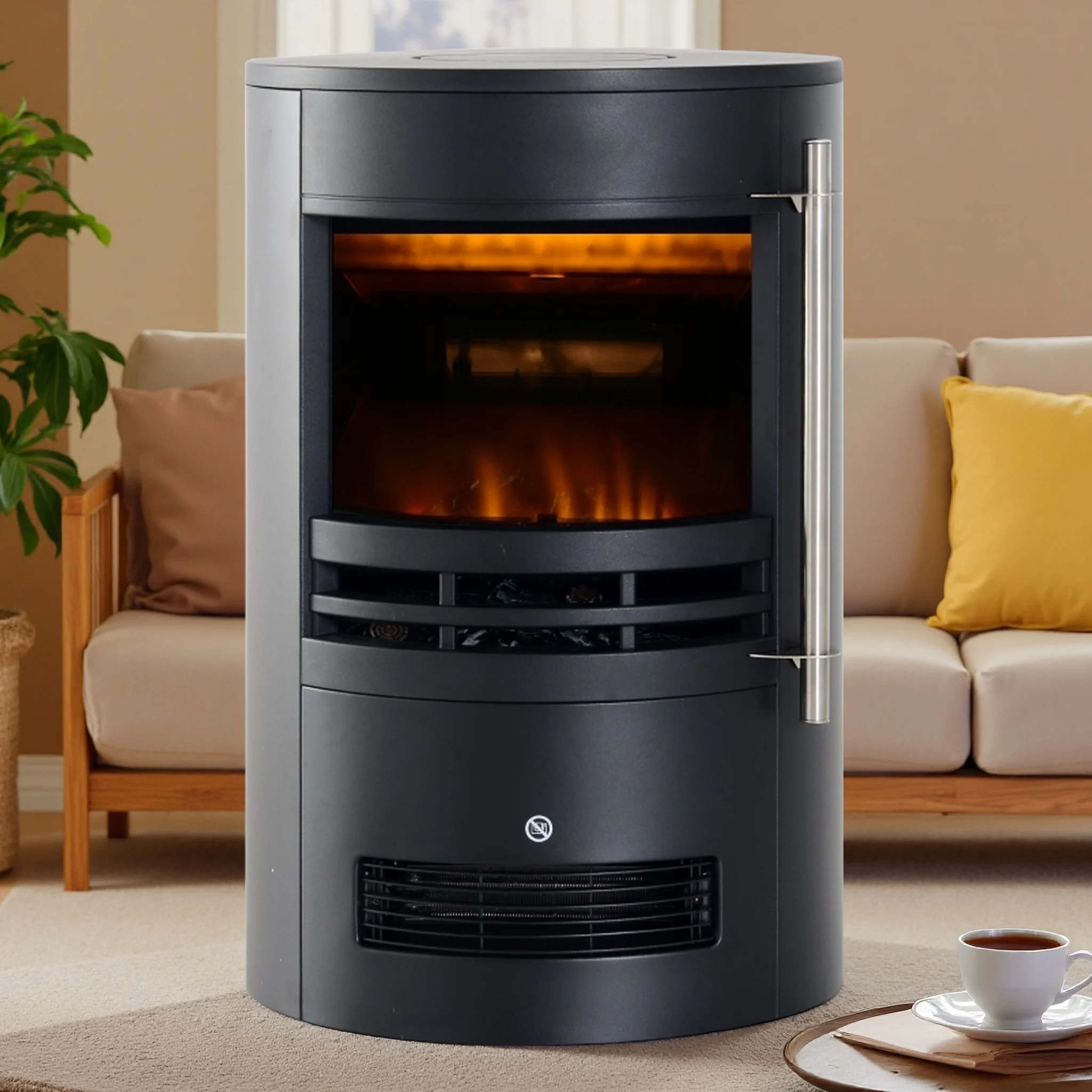 Anajqaqia 41 x 41 x 64,5 cm elektrischer LED-Kamin, freistehender Kaminofen mit Flammeneffekt, 900/2000 W
