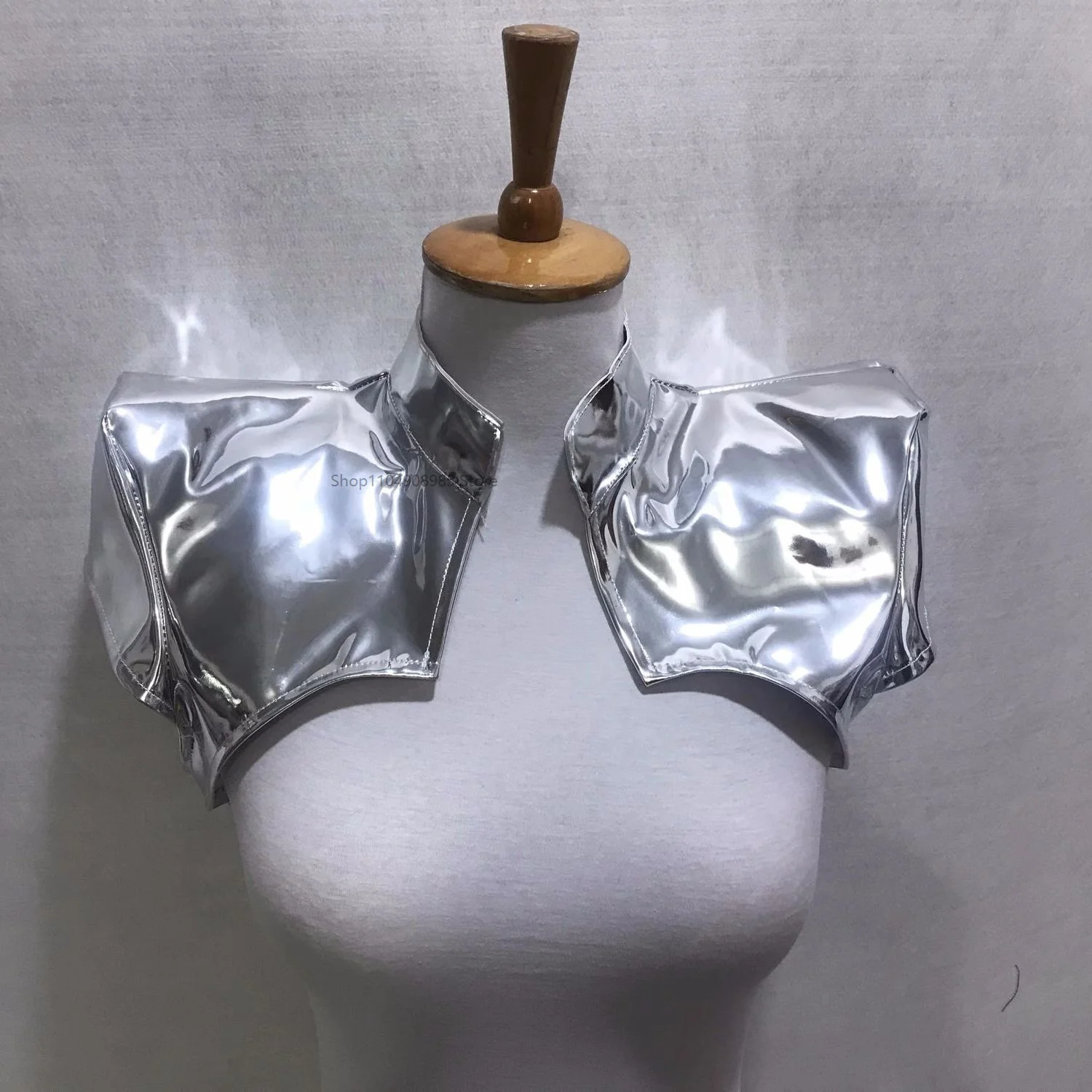 Schulterpolster Rüstung Jazz Dance Unisex Gold Silber Leder Weste Männliche Frauen Tänzerin Team Performance Kleidung Bar Bühnenzubehör Image