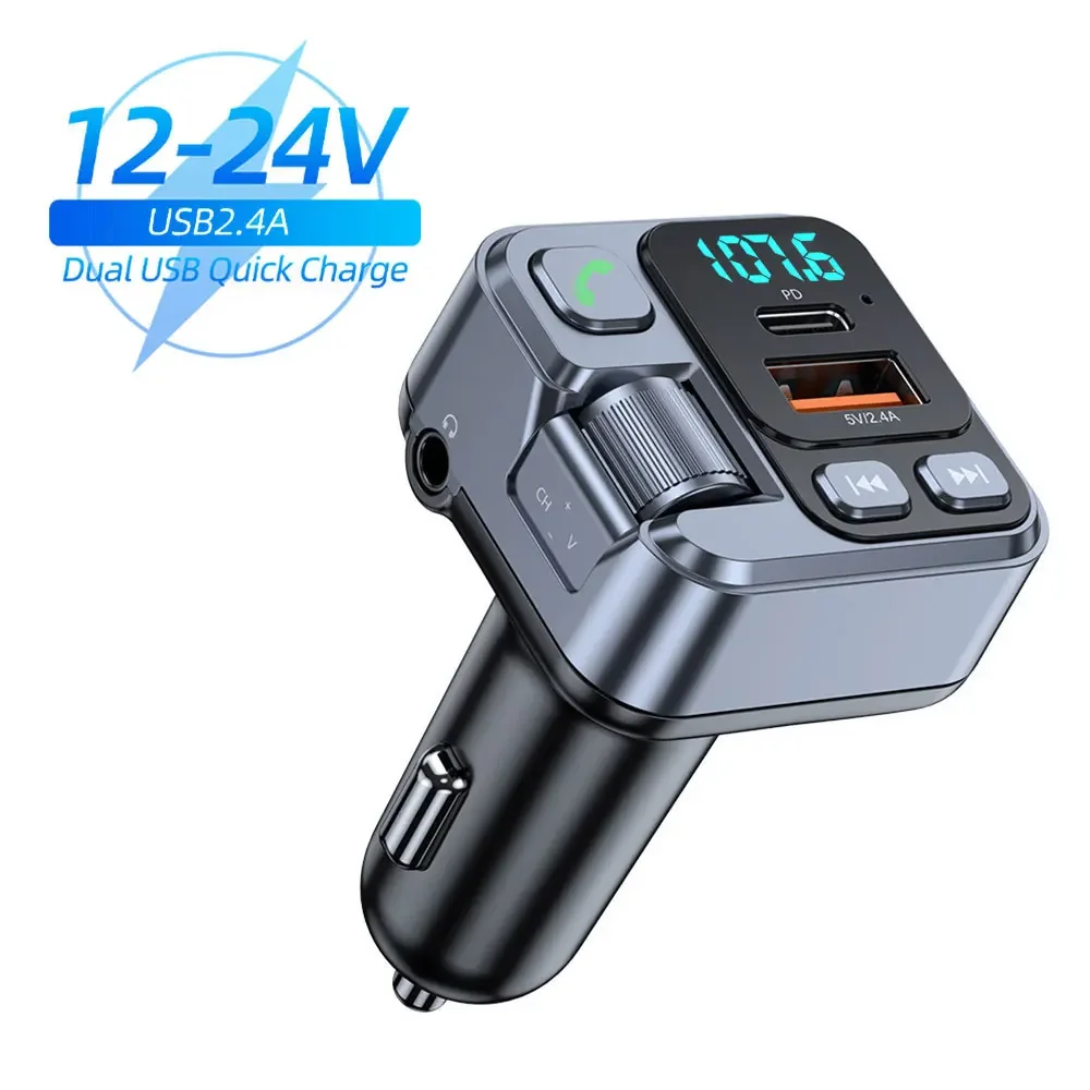 2,4 A Autoladegerät Bluetooth 5.1 FM-Transmitter 20 W PD Schnellladeadapter Autoradio mit Mikrofon für kabellosen Freisprech-MP3-Player Image