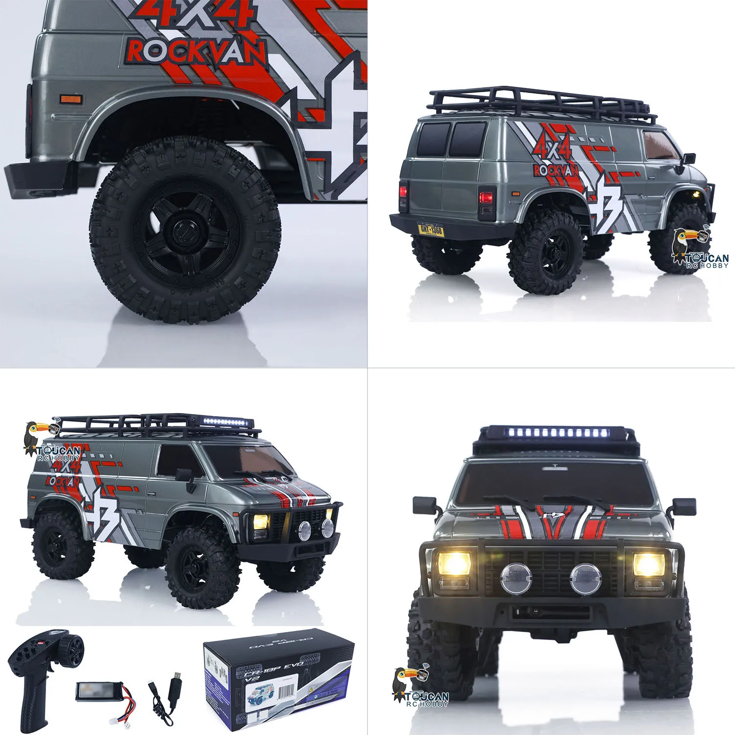 CR18P 1810503 Hobby Plus 1/18 4X4 RC Rock Crawler Auto Radio Control Off Road Klettern Auto RockVan Licht System Fahrzeug