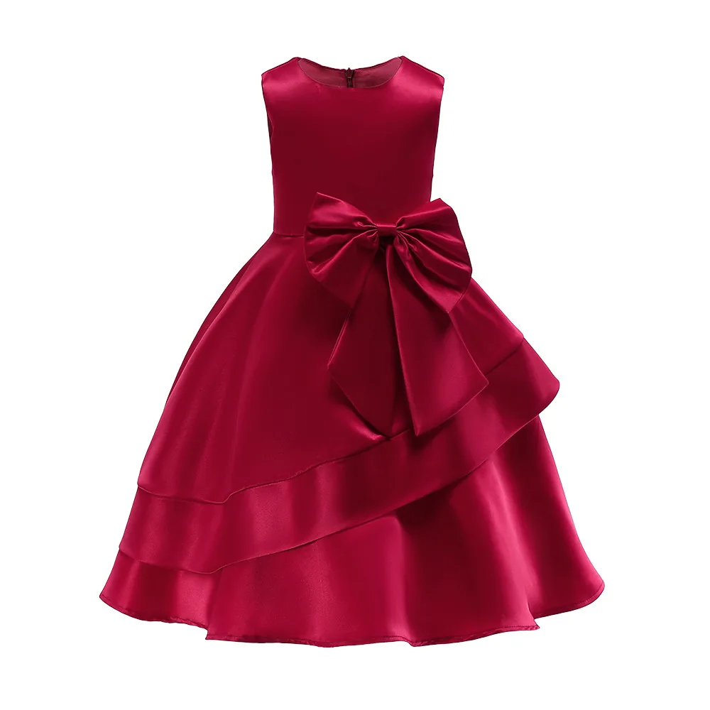 Elegantes Performance-Kleid für junge Kinder für Teenager-Mädchen, große Schleife, Prinzessinnenkleider für Kinder, Geburtstag, formelles Abschlussball-Partykleid Image