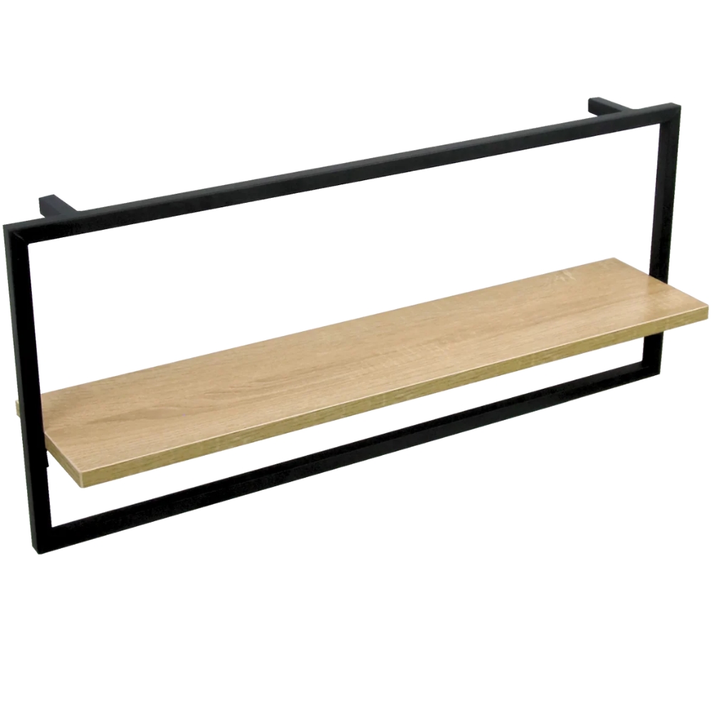 DELUKE® Wandregal Schwarz SYIOP - MDF, Metallrahmen | Bücherregal Schwebendes Regal Hängeregale für Wohnzimmer | Long Image