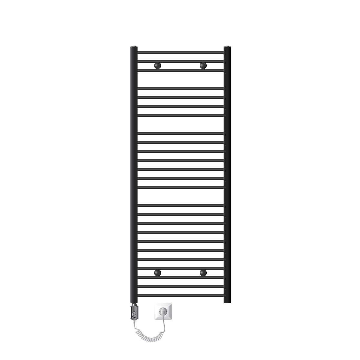 LuxeBath Badheizkörper Elektrisch mit Heizstab 1200W 600x1500 mm Anthrazit gerade mit Seitenanschluss