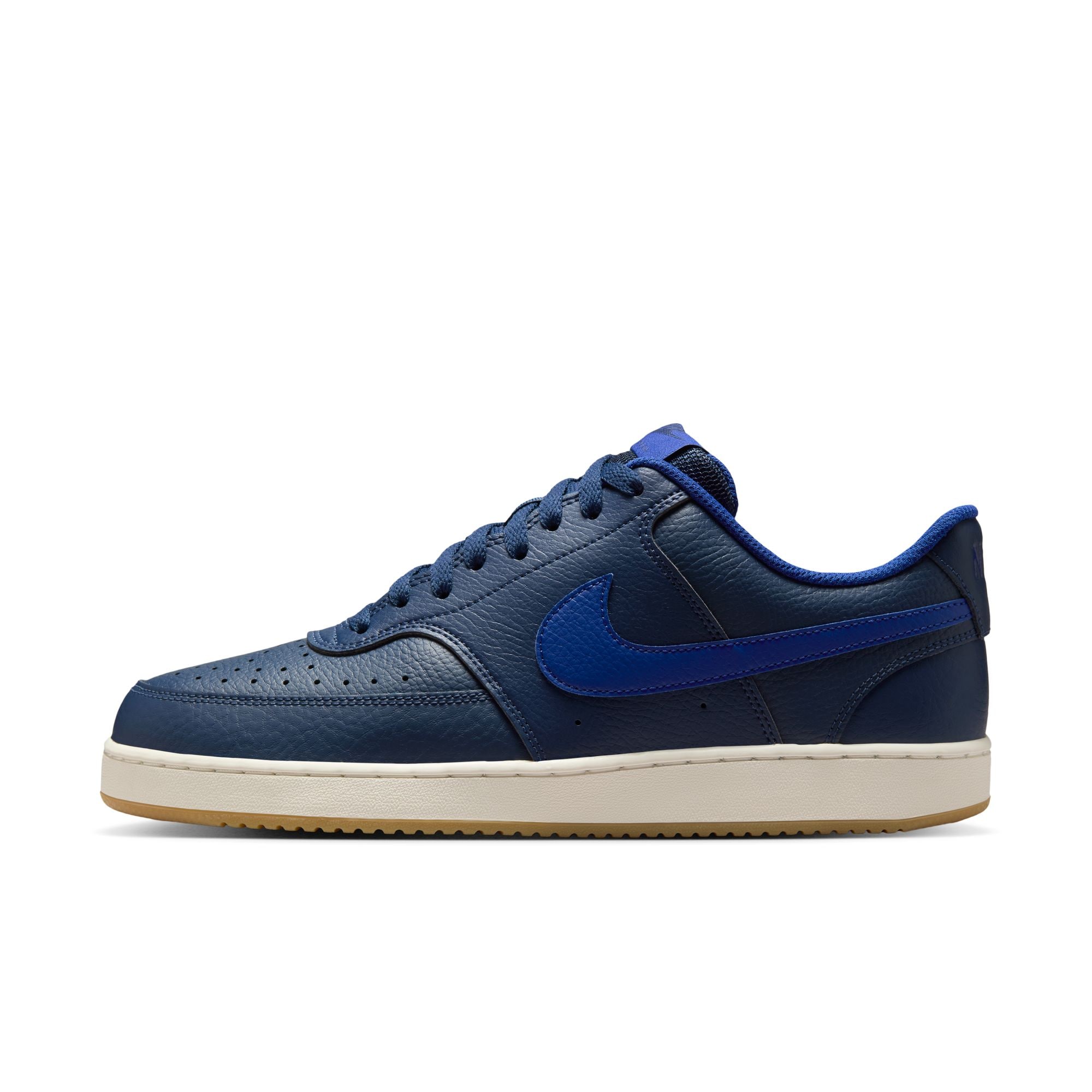 Sneaker NIKE SPORTSWEAR "NIKE COURT VISION LO", Herren, Gr. 41, midnight navy, deep royal blau, sail, Leder, Synthetik, Schuhe Sneaker