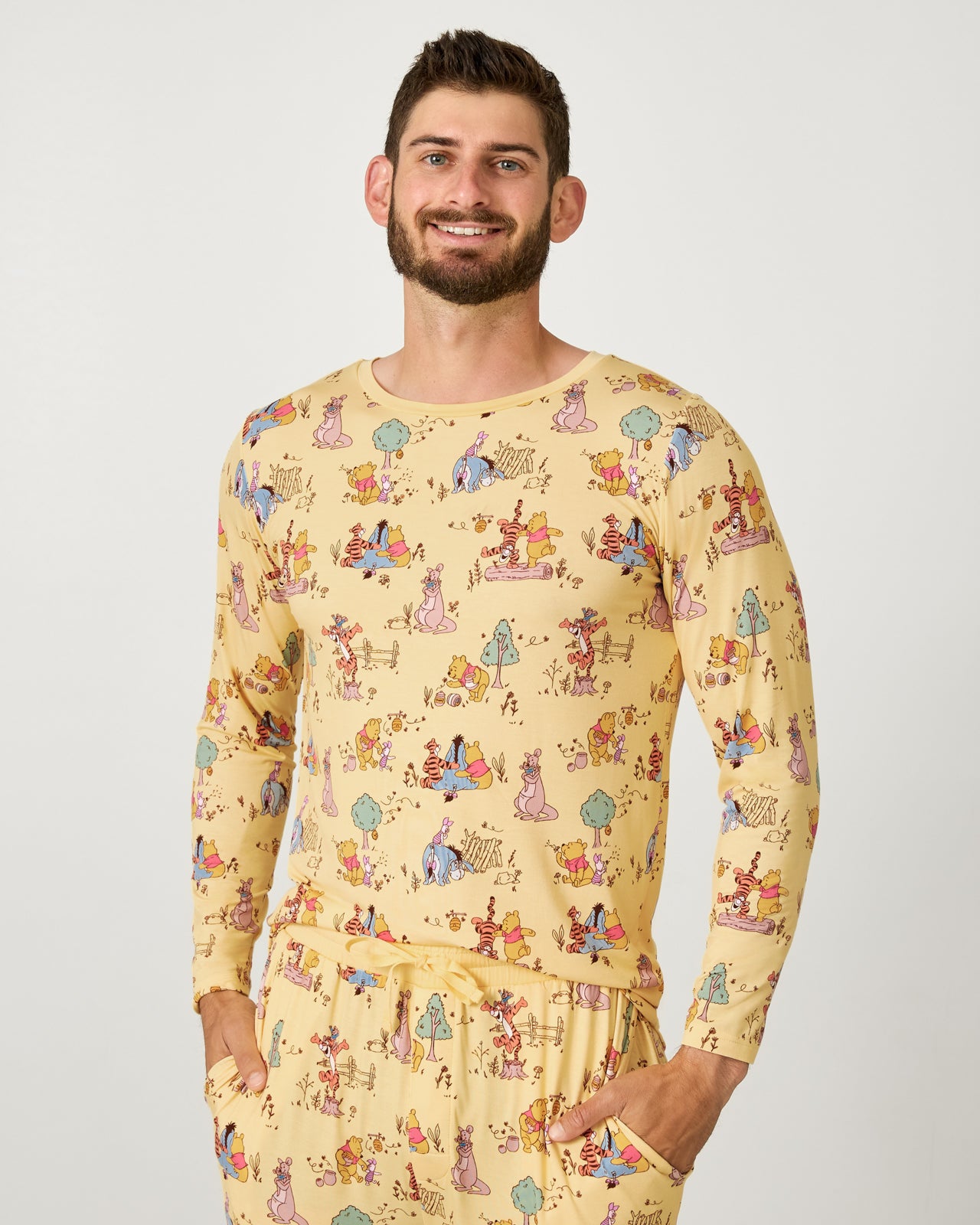 Disney Playtime With Pooh Men's Long Sleeve Pajama Top - 3XL