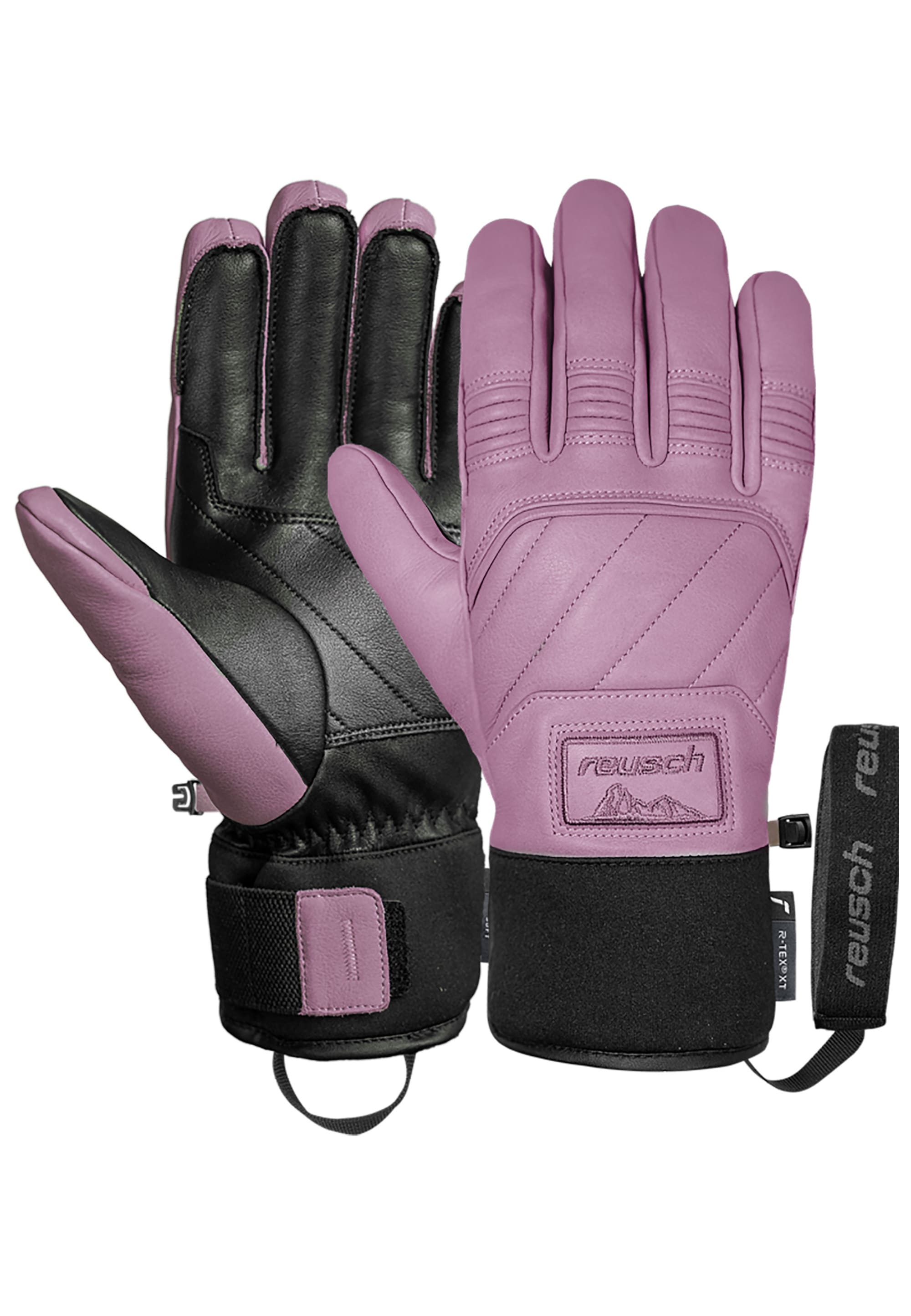 Skihandschuhe REUSCH "Legacy R-TEX XT", Damen, Gr. 7, rosa, schwarz, 50% Polyester, 50% Rindsleder, mehrfarbig, Handschuhe, mit wasserdichter, atmungsaktiver Funktion