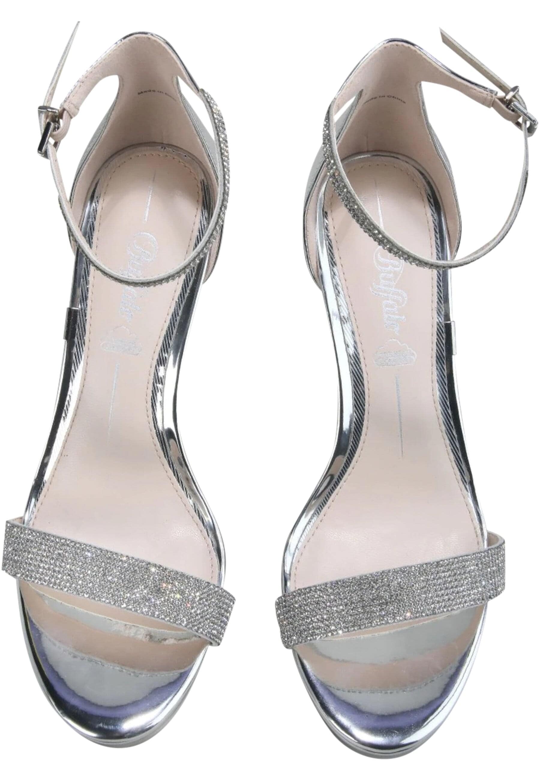 High-Heel-Pumps BUFFALO "Buffalo Damen Buffalo Monroe 2 Vegan Patent", Damen, Gr. 41, silber, Kunstfaser, unifarben, Schuhe