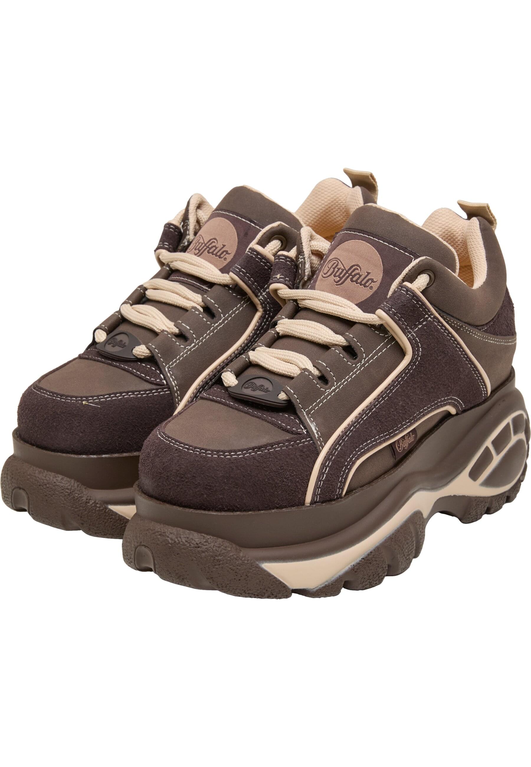 Trainingsschuh BUFFALO "Buffalo 1339-14 - VEGAN SUEDE/NUBUCK", Damen, Gr. 39, braun, beige, Kunstfaser, Schuhe