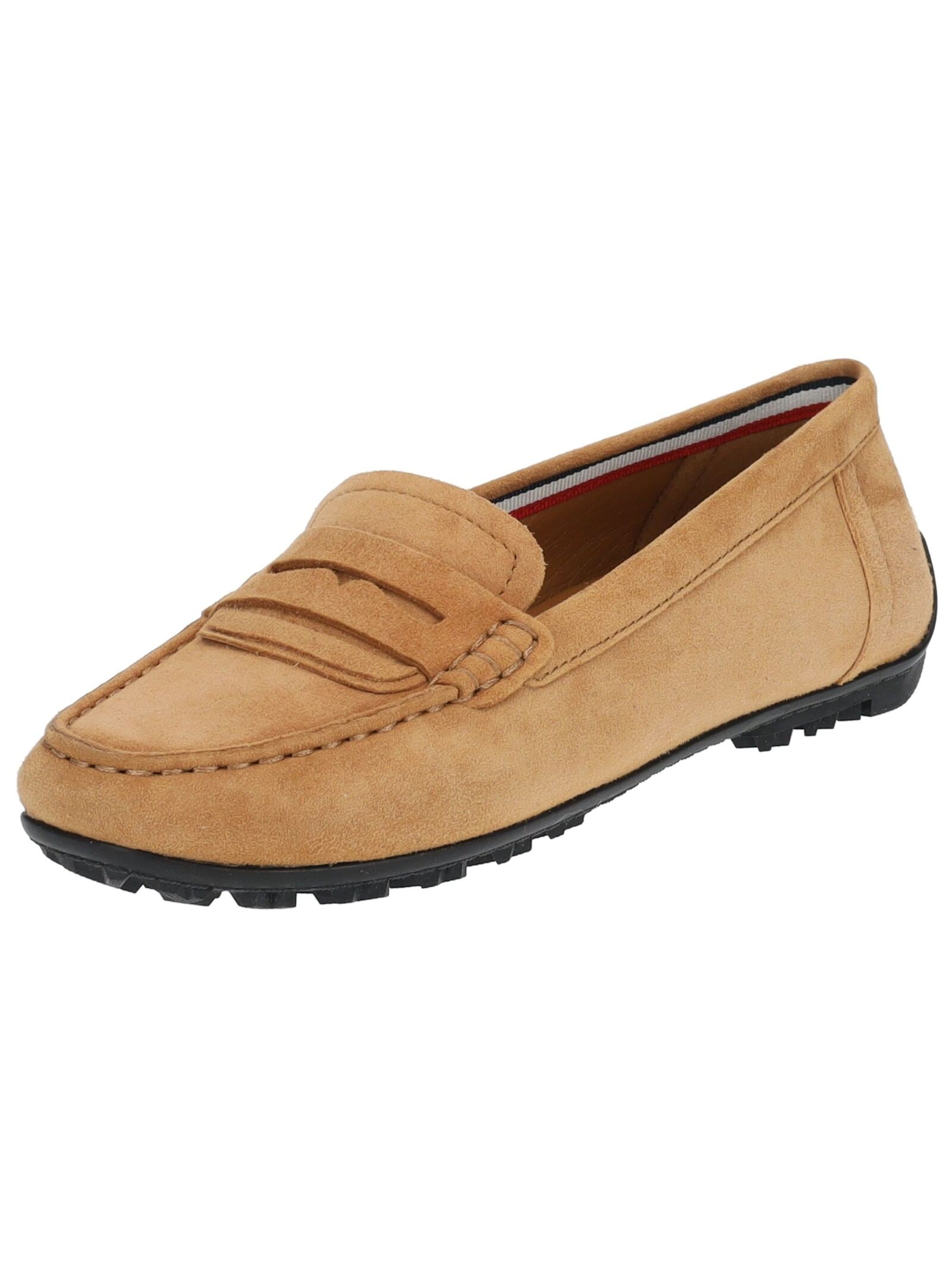Mokassin GEOX "Geox Mokassin Veloursleder", Damen, Gr. 36, braun (camel), Veloursleder, Schuhe Mokassin