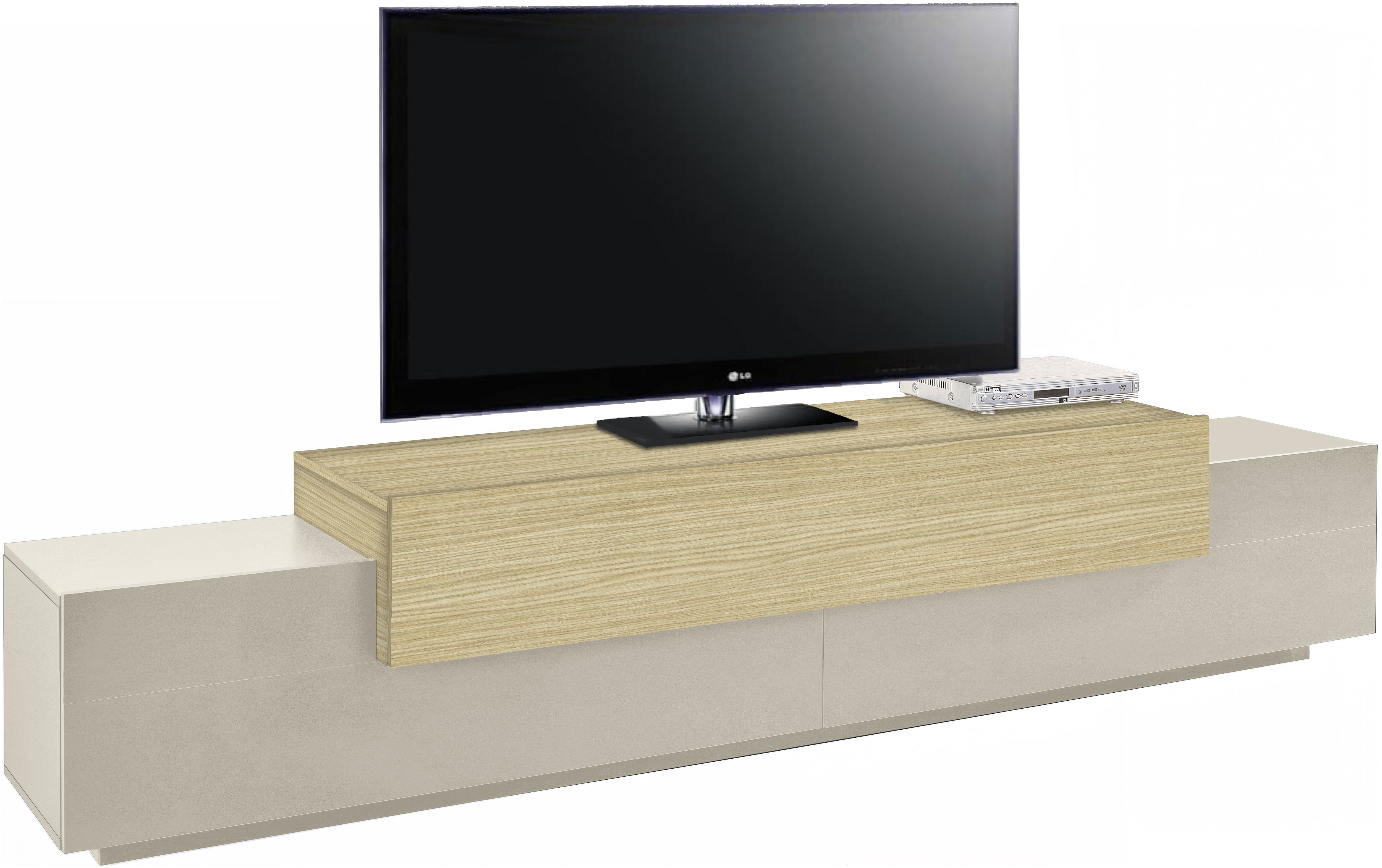 Lowboard INOSIGN "Coro,Lowboard,TV-Kommode,TV-Möbel,TV-Bank", eiche chopin, kaschmir, B:240cm H:51,6cm T:45cm, FSC-zertifizierter Holzwerkstoff, Sideboards, mit 3 Klappen, (B/T/H) 240x45x51,6 cm