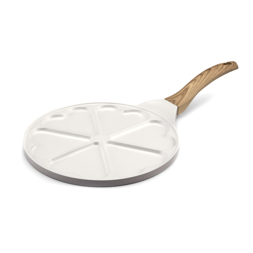 Padella 25.7 cm a 6 cuori con rivestimento in ceramica bianca