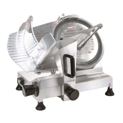 Ristoattrezzature Professioneller Schwerkraft-Aufschnittschneider mit abnehmbarem Schärfer, Stahlklinge Ø 250 mm, 0,15 kW Image