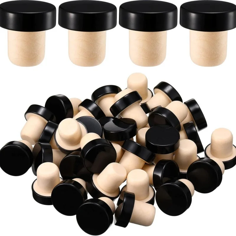 Tappo di sughero a forma di T da 10 pezzi Tappo di sughero riutilizzabile Tappo di bottiglia di vino Tappo di tenuta Tappo di bottiglia per bottiglie di birra di vino (Nero)