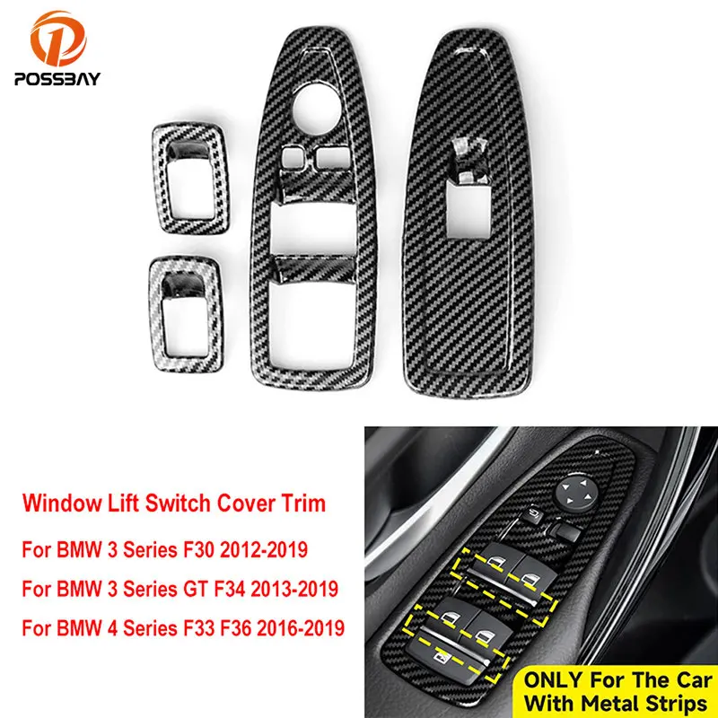 4 pezzi in fibra di carbonio alzacristalli interruttore pulsante pannello Trim Cover per BMW serie 3 F30 2012-2019/per BMW serie 4 F33 F36 2016-2019