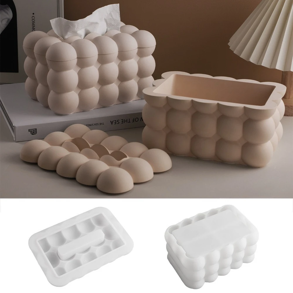 3D Blase Würfel Kerze Silikon Form Papier Handtuch Box Lagerung Box Formen Soja Wachs Kerze, Der Seife Schokolade Dessert Harz Form Image