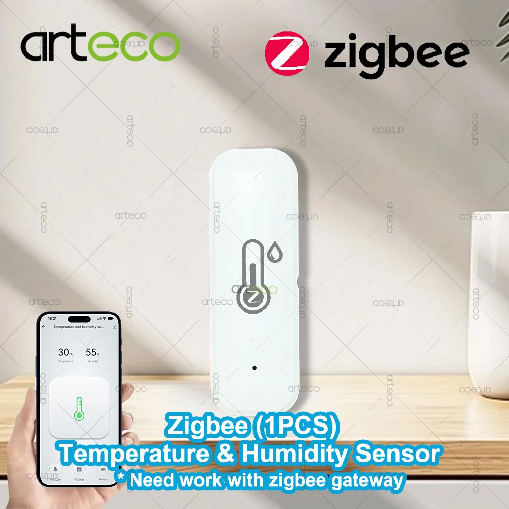 Zigbee Smart Temperatur-Feuchtigkeitssensor, Thermometer, Echtzeit-App, Fernüberwachungssteuerung, Smart Home Automation Need Gateway Image